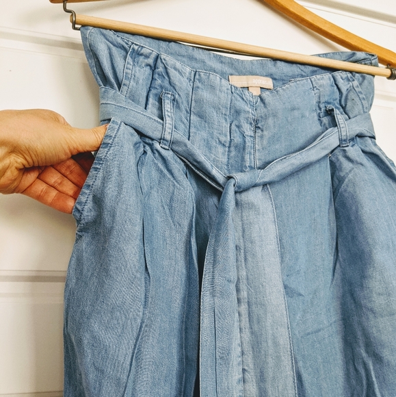 Paper Bag Chambray Wide Leg Pants - Picture 3 of 8